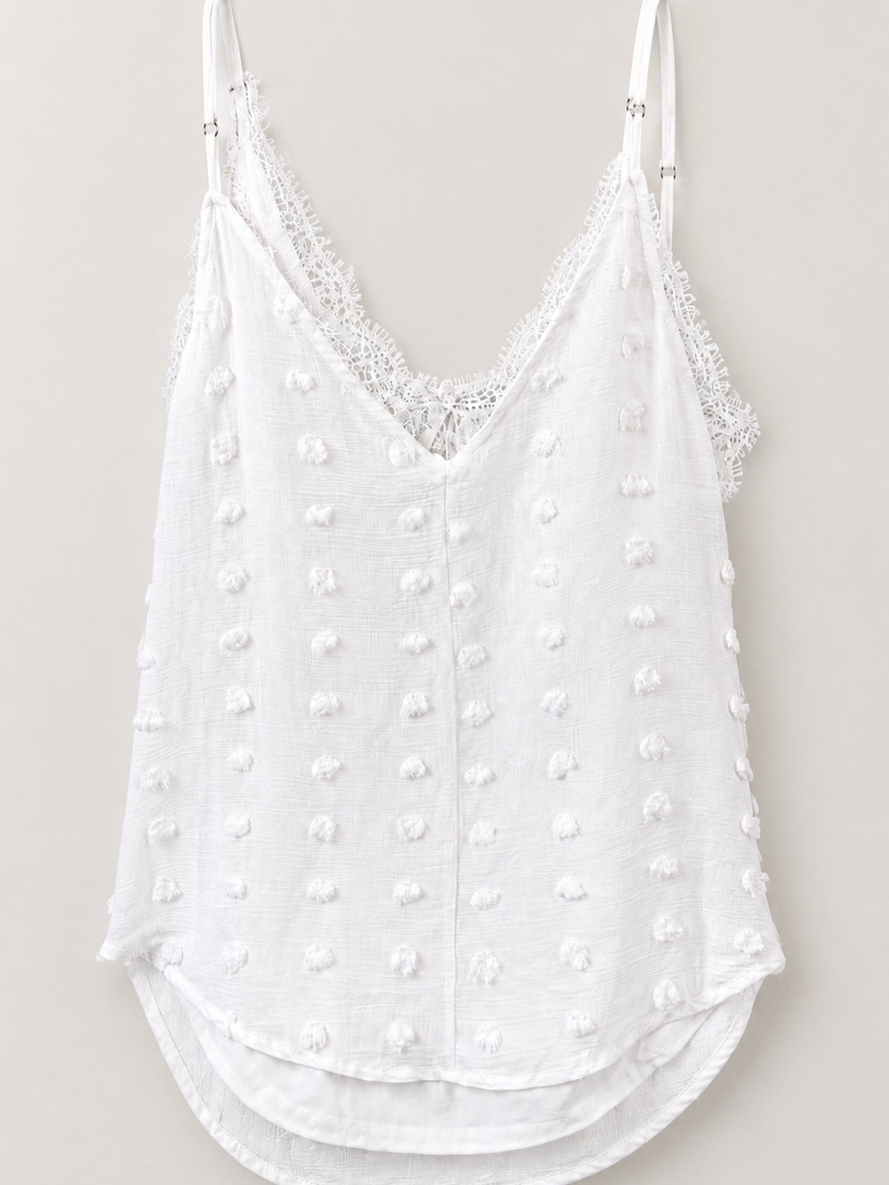 Blu Pepper White Lace-Trim Swiss Dot Camisole